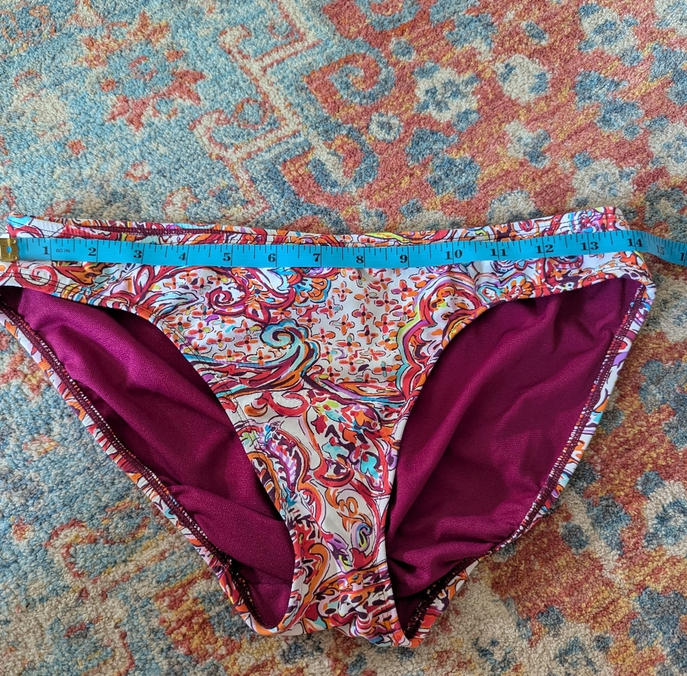 Lauren Ralph Lauren Women's 6 Bikini Swimsuit Bottom Plum Orange Paisley 111 - Picture 6 of 7